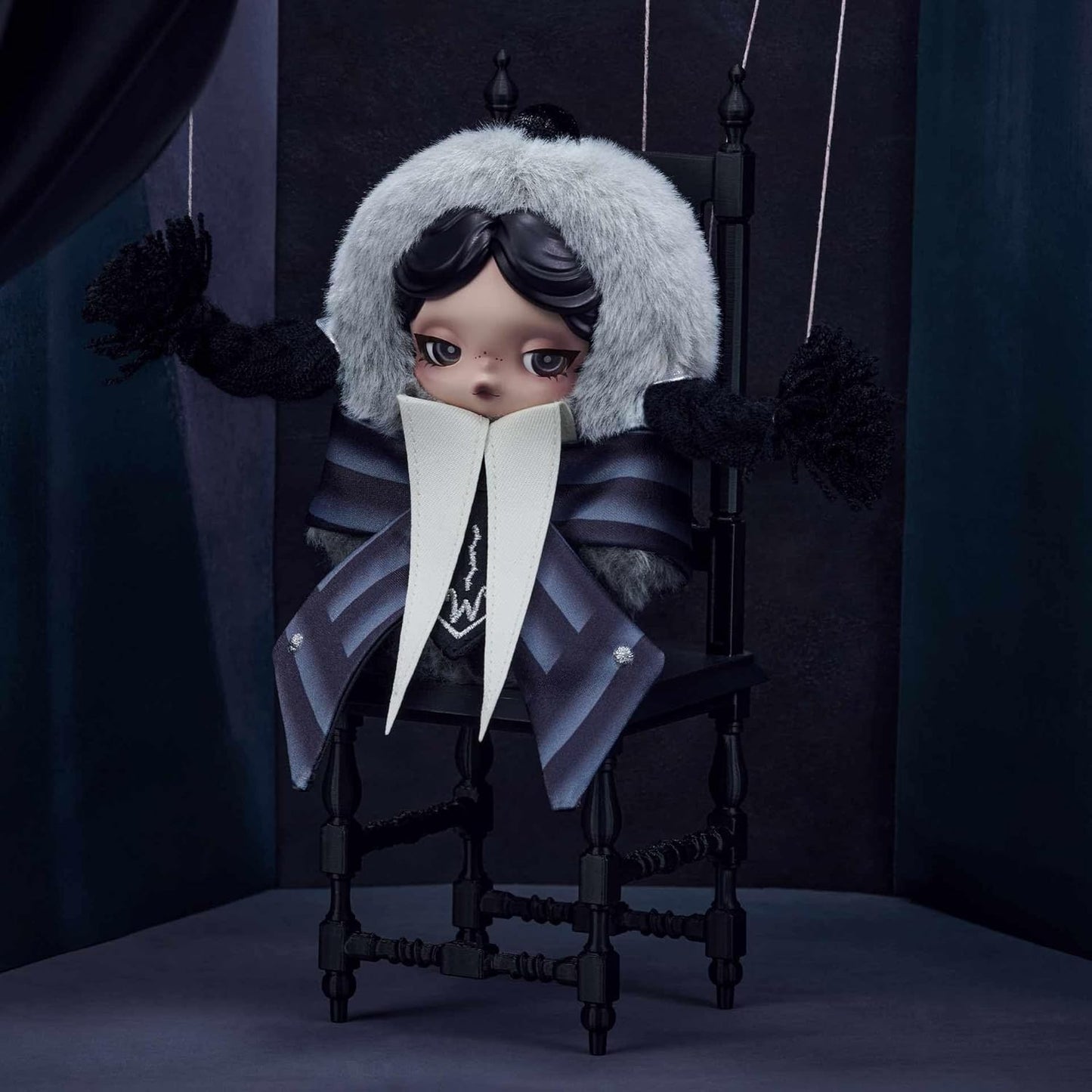 POP MART SKULLPANDA × Wednesday Plush(Nevermore Academy Uniform Version) Collectible Toy Charm Holiday Birthday Gifts for Girls and Boys