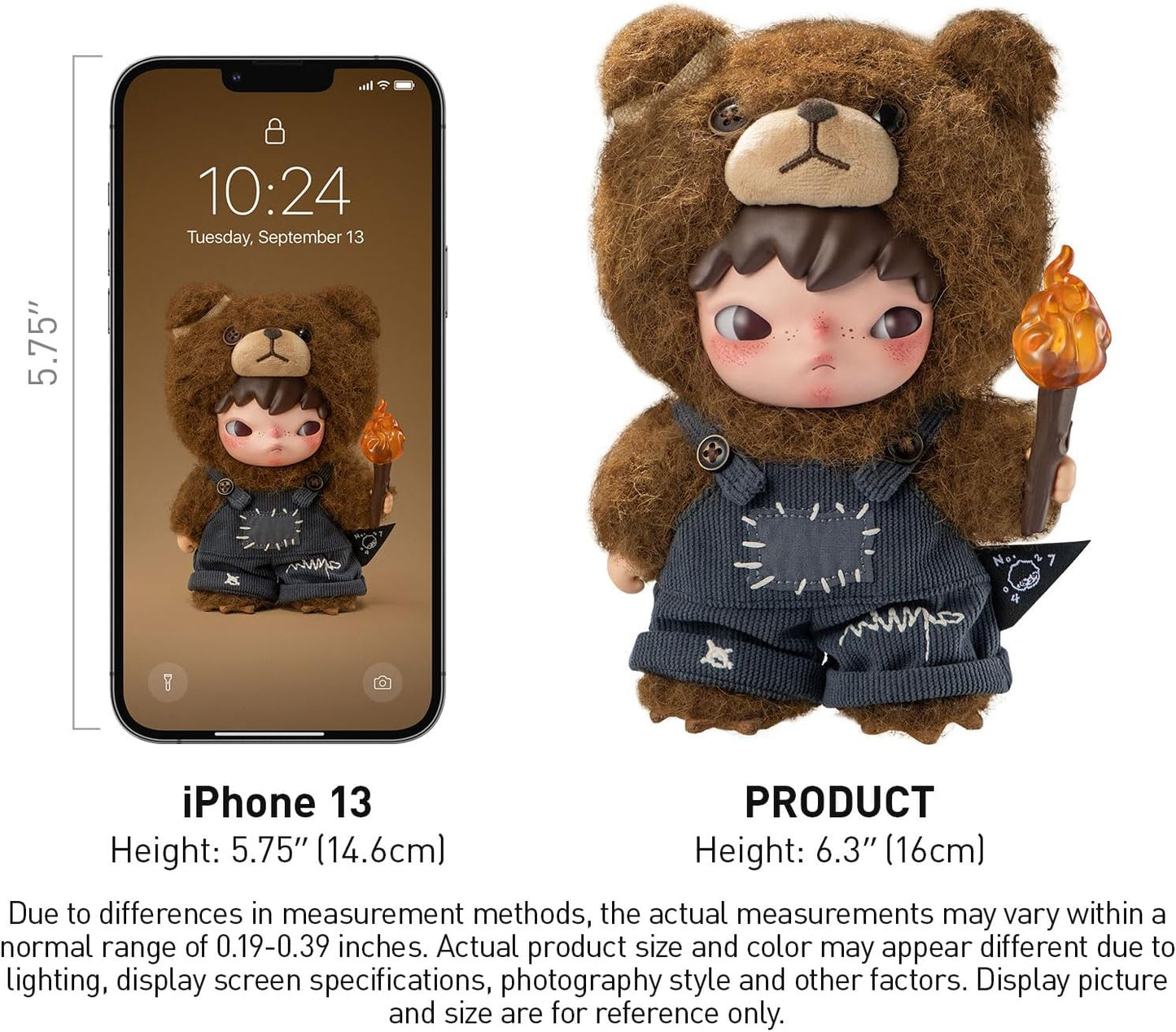 POP MART Hirono Living Wild-Fight for Joy Plush Doll 6.3 inches Collectible Toys Home Decorations, Holiday Birthday Gifts for Girls and Boys