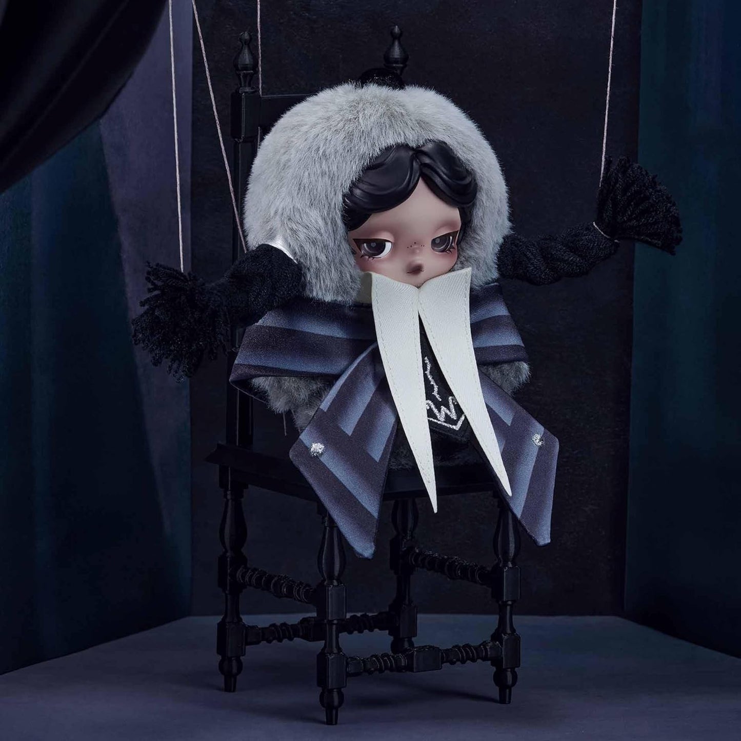 POP MART SKULLPANDA × Wednesday Plush(Nevermore Academy Uniform Version) Collectible Toy Charm Holiday Birthday Gifts for Girls and Boys