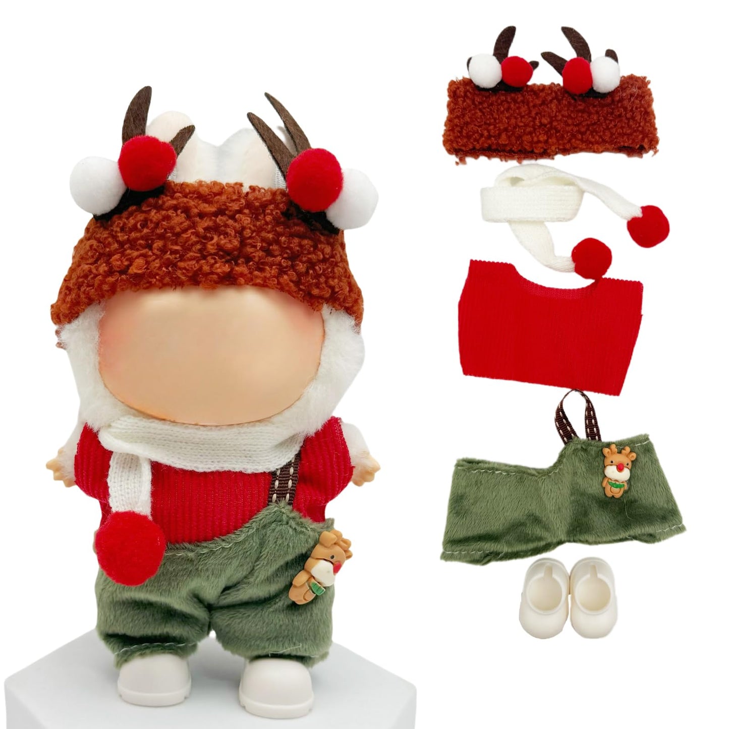 Doll Outfit Clothes Set for 17cm Dolls, Premium Fashion Hat Overalls Sweater Bag Dress Jumpsuit for Dolls Accessories (NO Doll) (Halloween Pumpkin)