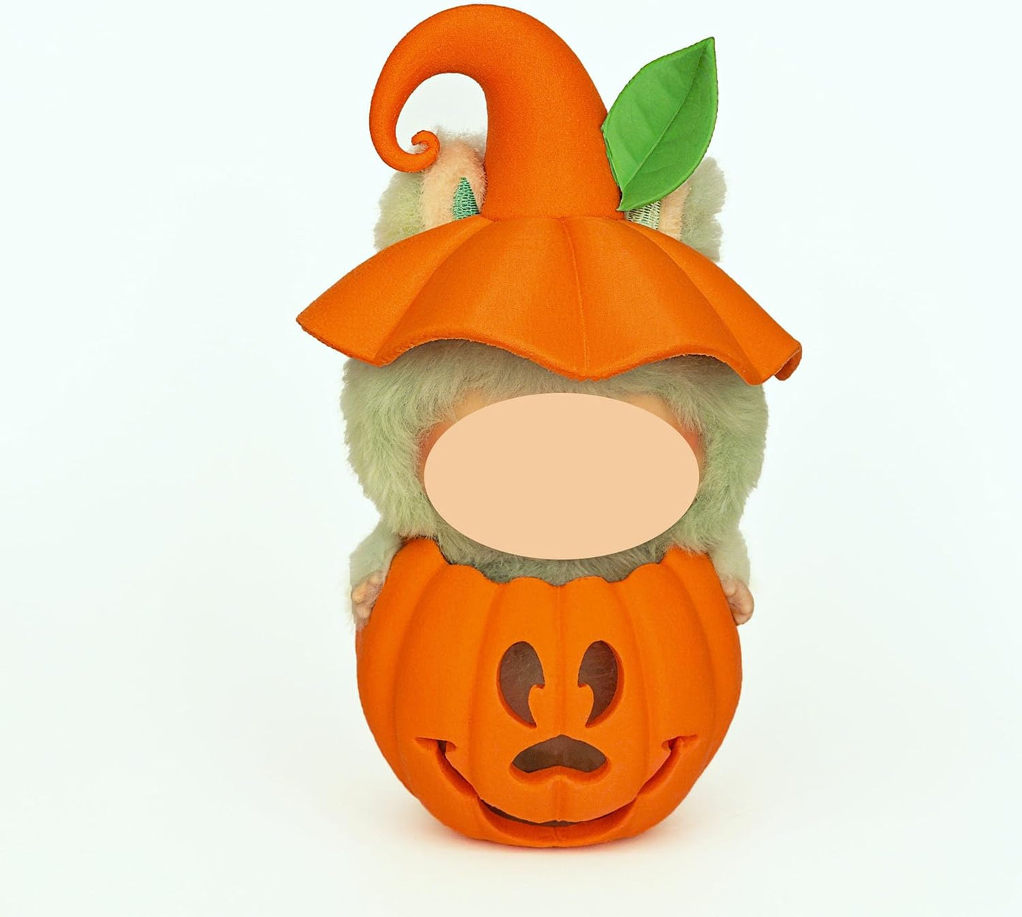 Halloween Pumpkin Hat & Holder Set for Labubu - Festive Decoration Figure Accessory,Halloween Decoration,Dorable Character Display Piece
