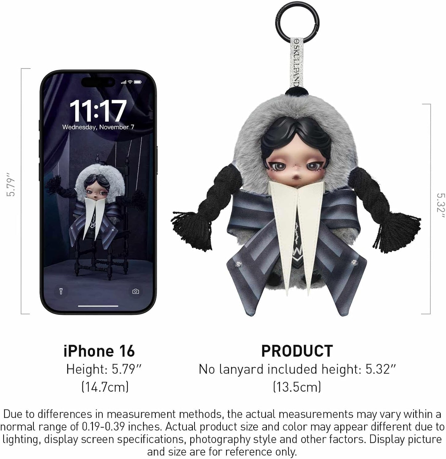 POP MART SKULLPANDA × Wednesday Plush(Nevermore Academy Uniform Version) Collectible Toy Charm Holiday Birthday Gifts for Girls and Boys