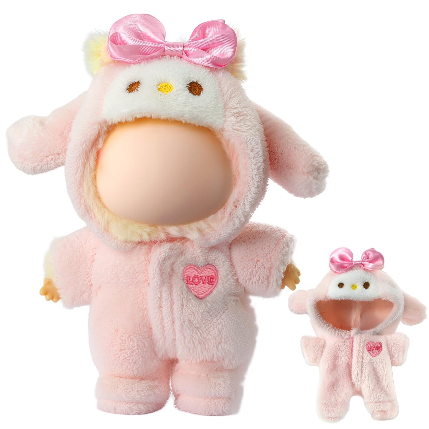 Halloween Clothes for LABUBU Doll (NO Doll), 2-Piece Sweetheart Witch Outfit for LABUBU 17cm Dolls, Halloween Accessories for LABUBU Dress Up - Witch Hat + Dress