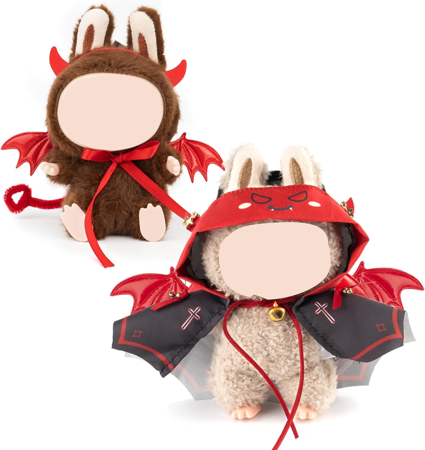 2 Pack Halloween Clothes for Labubu(NO Doll) - Halloween Overalls Set for Labubu for LABUBU 17CM Dolls, Handcrafted Crochet Clothes Set, Premium Fashion Cute Outfit for Dress Up, Collector Display