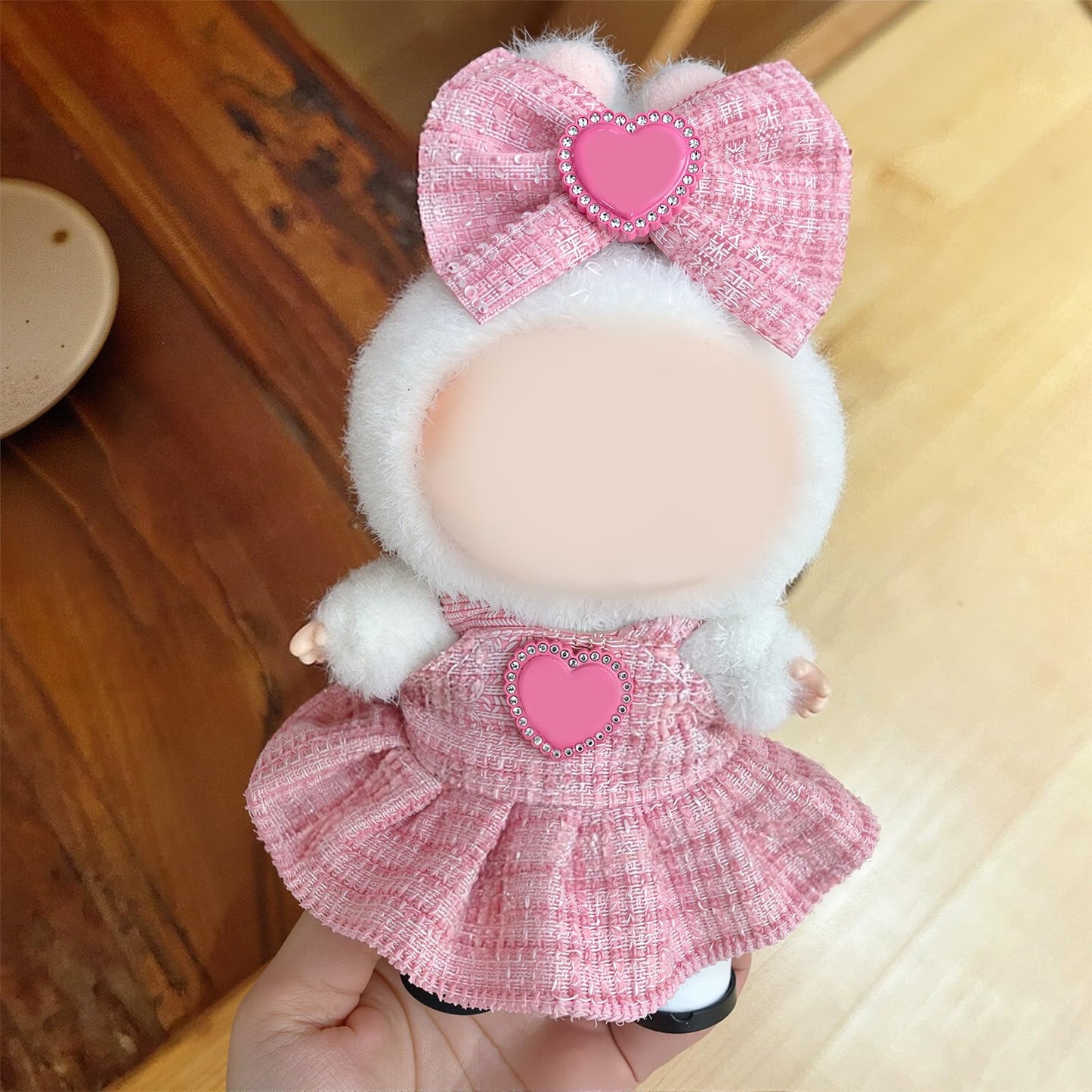 Halloween Clothes for LABUBU Doll (NO Doll), 2-Piece Sweetheart Witch Outfit for LABUBU 17cm Dolls, Halloween Accessories for LABUBU Dress Up - Witch Hat + Dress