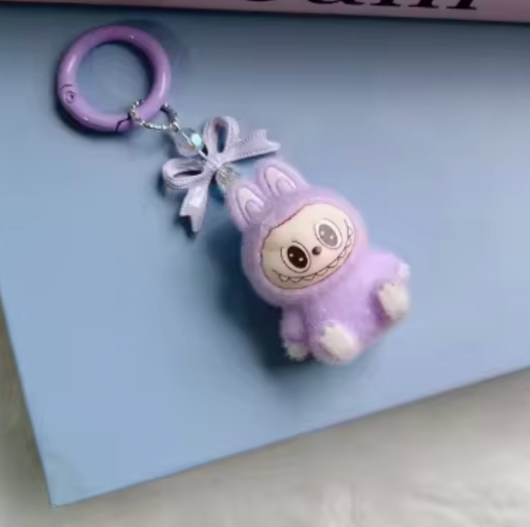 4 Pieces or 1 Piece Cute La bubu Keychains, Cool Pendant Keychains Accessories, Kawaii Key ring Purse Backpack, Key chain Car Charms for Women, Girls and Boys