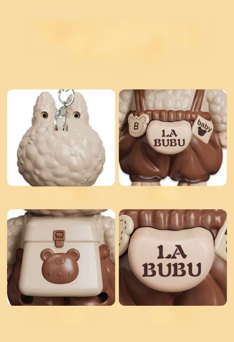 Labubu Keychain with Changeable Faces, Cartoon Key Chain for Bag Charms Handbag Purse Backpack Accessories - Green/Blue/Brown