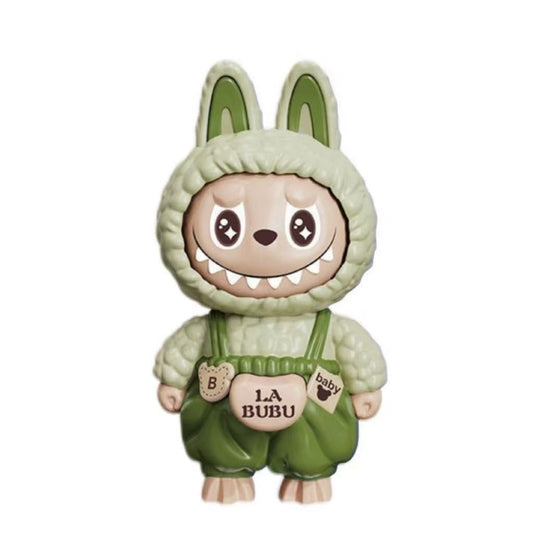 Labubu Keychain with Changeable Faces, Cartoon Key Chain for Bag Charms Handbag Purse Backpack Accessories - Green/Blue/Brown