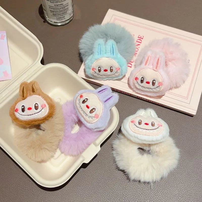 5pcs Plush Hairband for Girls Anime Cartoon Hair Accessories Fashion Kawaii Hairband Ponytail Clips Friends Gifts