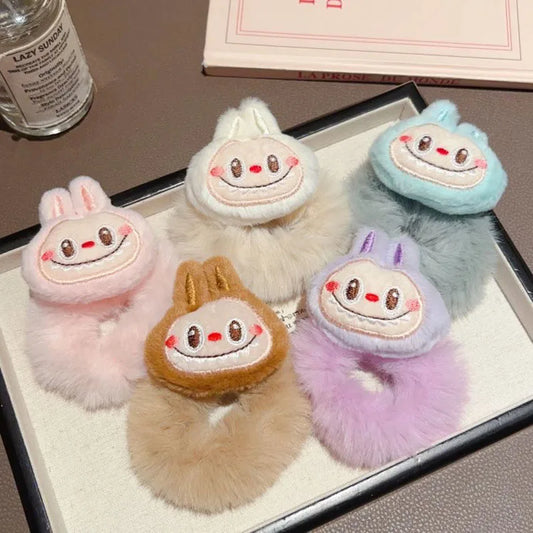 5pcs Plush Hairband for Girls Anime Cartoon Hair Accessories Fashion Kawaii Hairband Ponytail Clips Friends Gifts