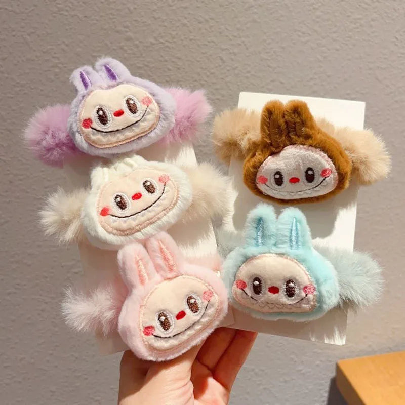 5pcs Plush Hairband for Girls Anime Cartoon Hair Accessories Fashion Kawaii Hairband Ponytail Clips Friends Gifts
