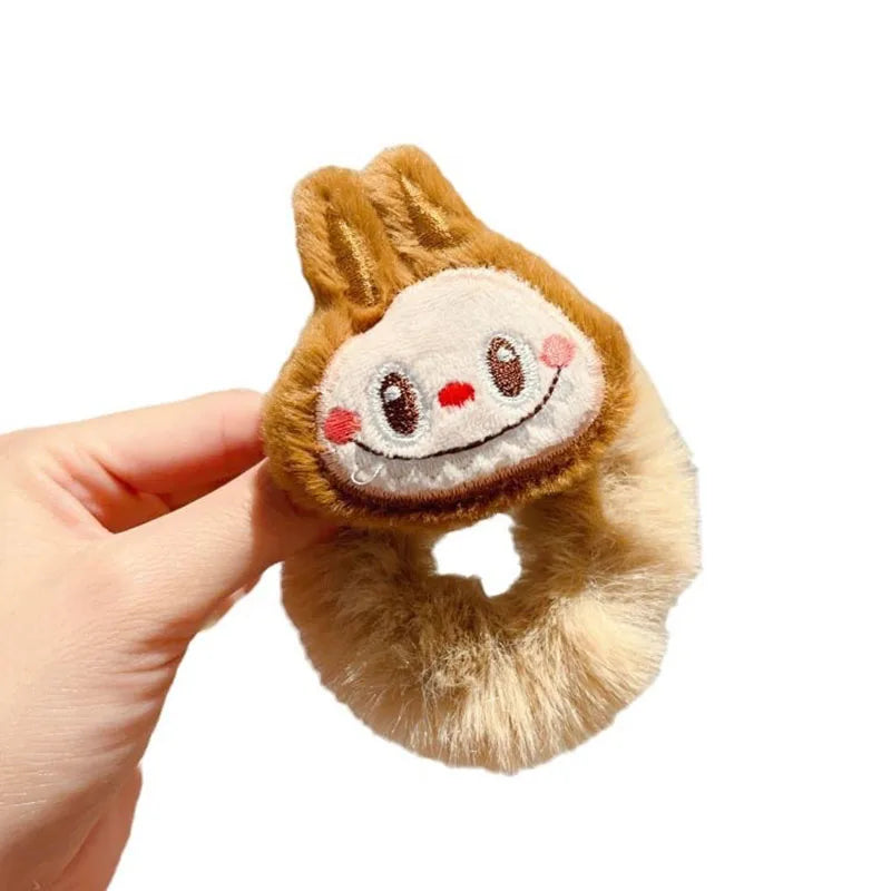 5pcs Plush Hairband for Girls Anime Cartoon Hair Accessories Fashion Kawaii Hairband Ponytail Clips Friends Gifts