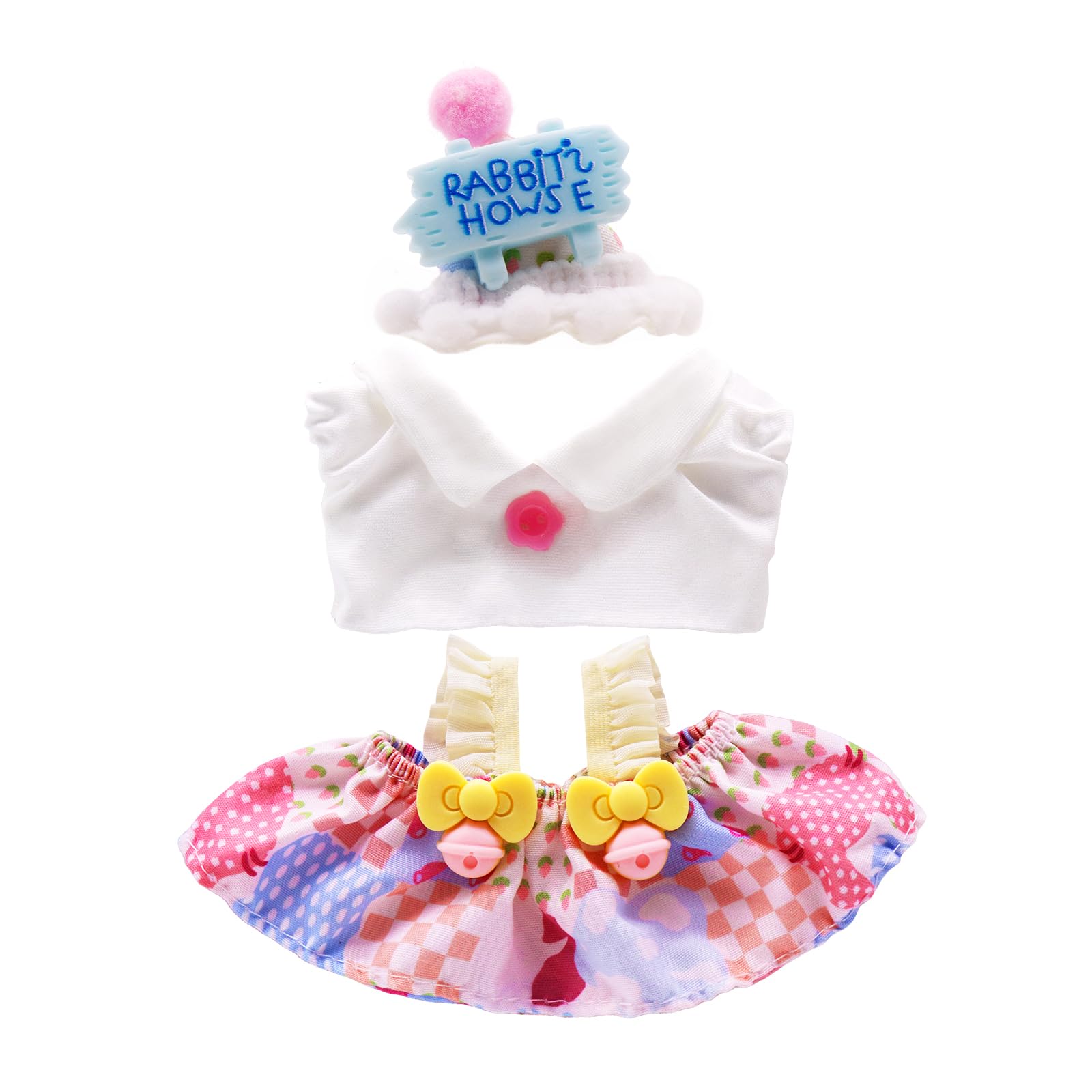 5-Pack Clothes Set Designed for Labubu Clothes with Accessories Set, Includes 6 Mini Accessories, Display Bag, Clothes Rack, Headphones, Camera, Sunglasses, Shoes Accessories for Labubu - Style A