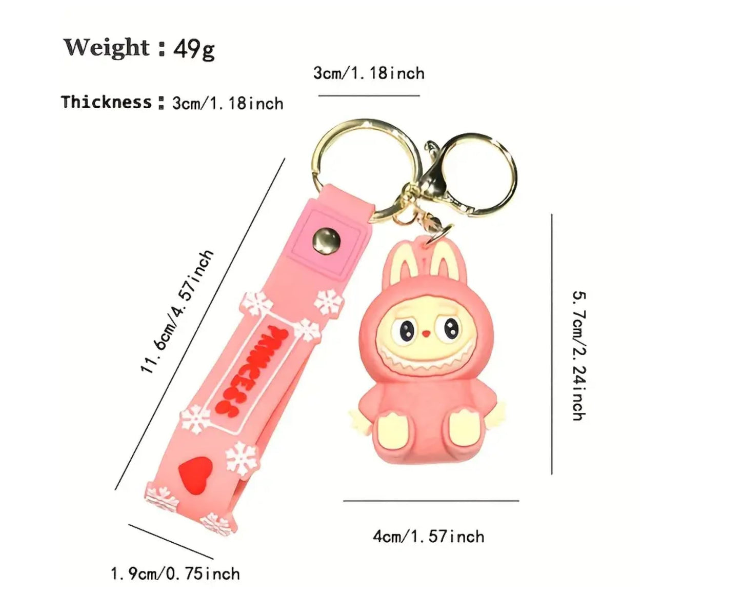 2Pcs Cute La bubu Keychains – Cool Pendant Accessories, Kawaii Key Ring for Purse, Backpack, Car Charms for Women & Kids