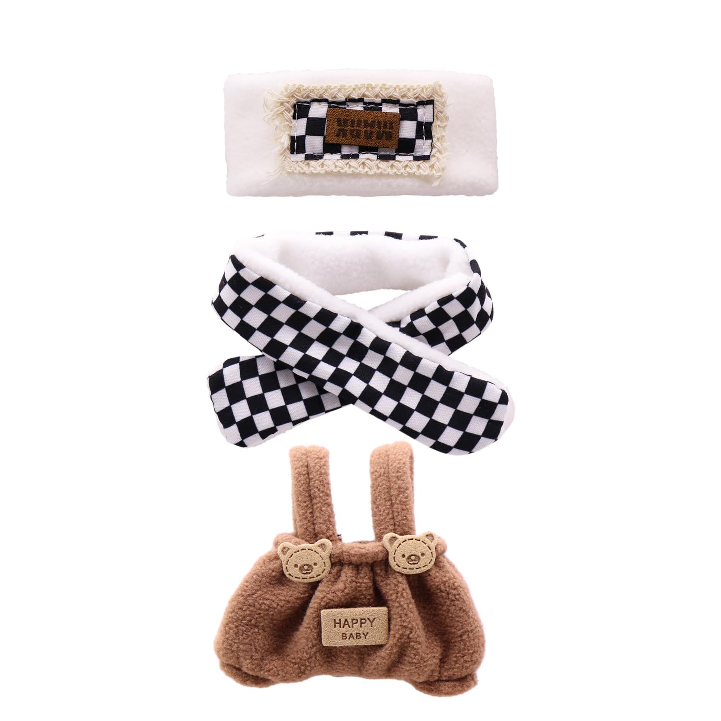 5-Pack Clothes Set Designed for Labubu Clothes with Accessories Set, Includes 6 Mini Accessories, Display Bag, Clothes Rack, Headphones, Camera, Sunglasses, Shoes Accessories for Labubu - Style A