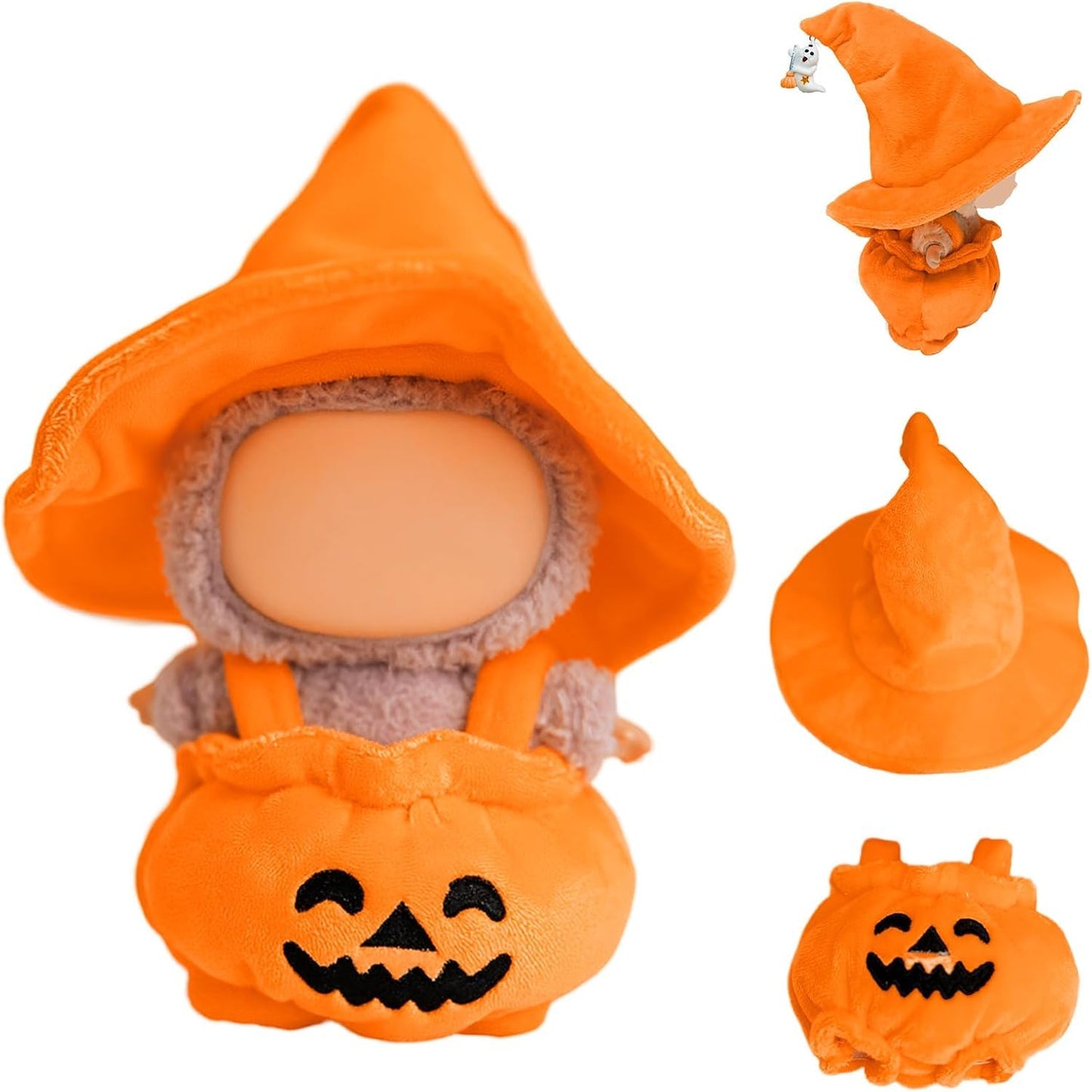 Halloween Clothes for Labubu, Halloween Scary Mask for 15-17cm Doll Accessories, Cute Halloween Costumes Set Included Mask, Outfit, Shoes, Knife