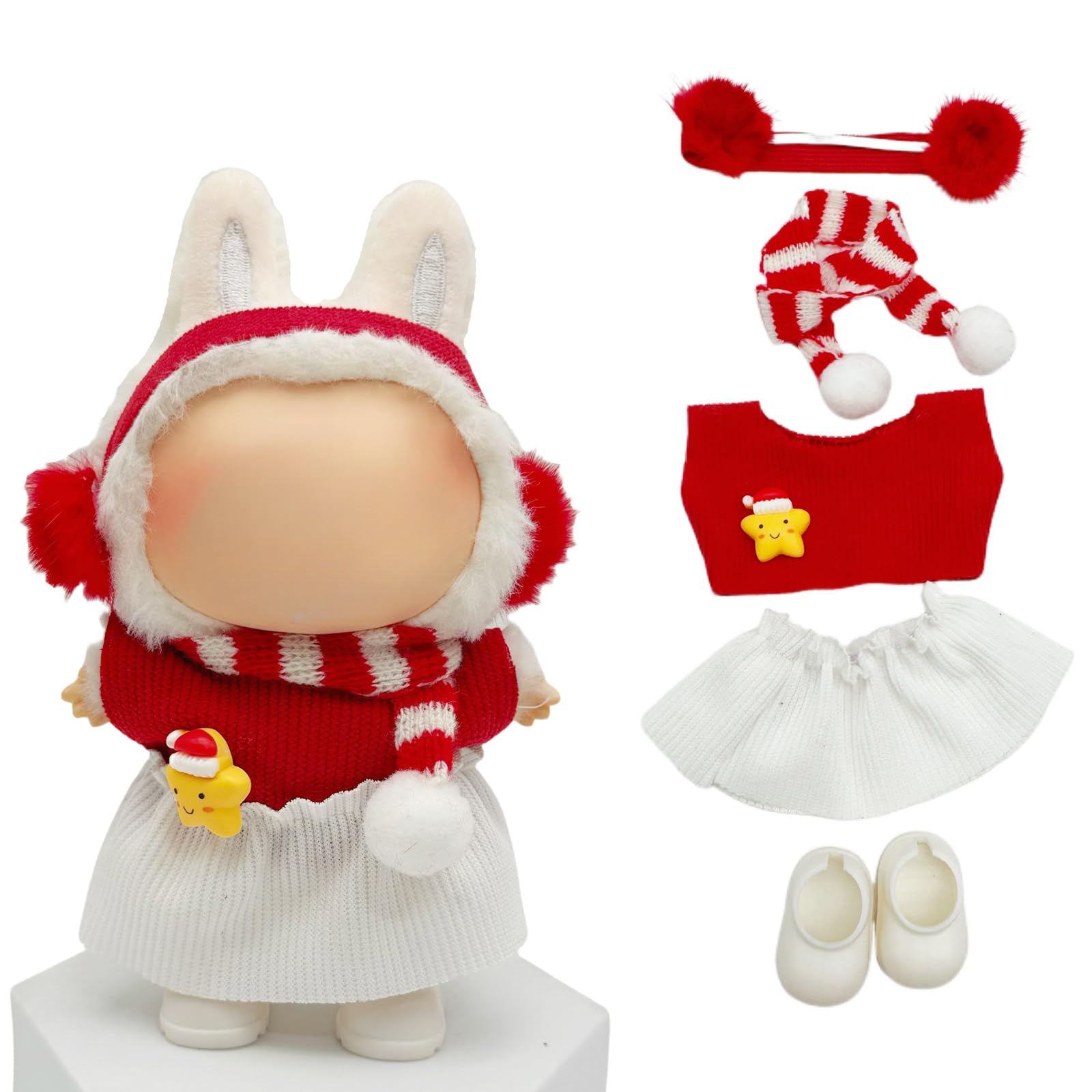 Doll Outfit Clothes Set for 17cm Dolls, Premium Fashion Hat Overalls Sweater Bag Dress Jumpsuit for Dolls Accessories (NO Doll) (Halloween Pumpkin)