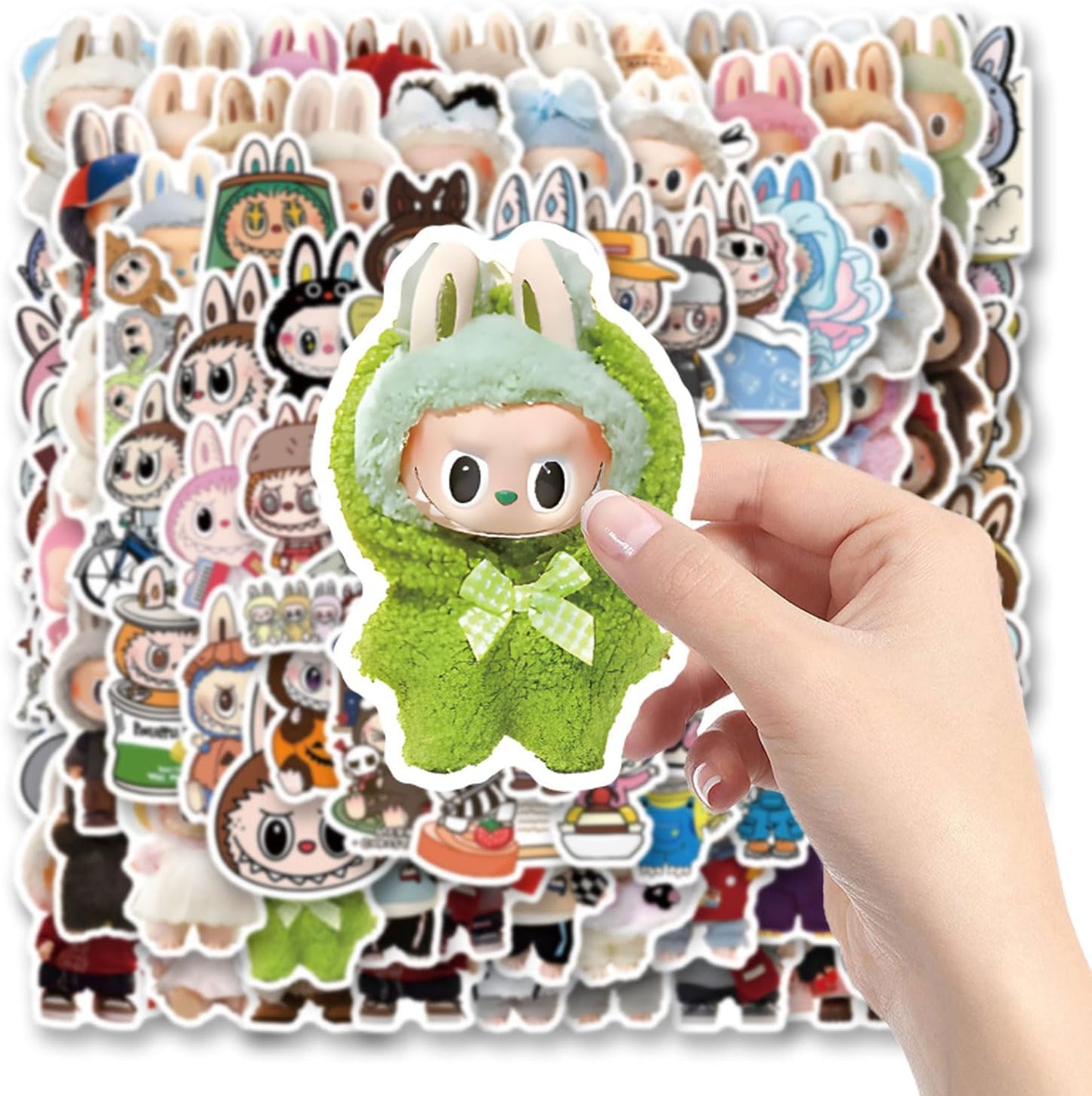100pcs Labubu Cartoon Stickers for Water Bottle Luggage, Motorcycle, Skateboard Helmet, Refrigerator, Bicycle Sticker