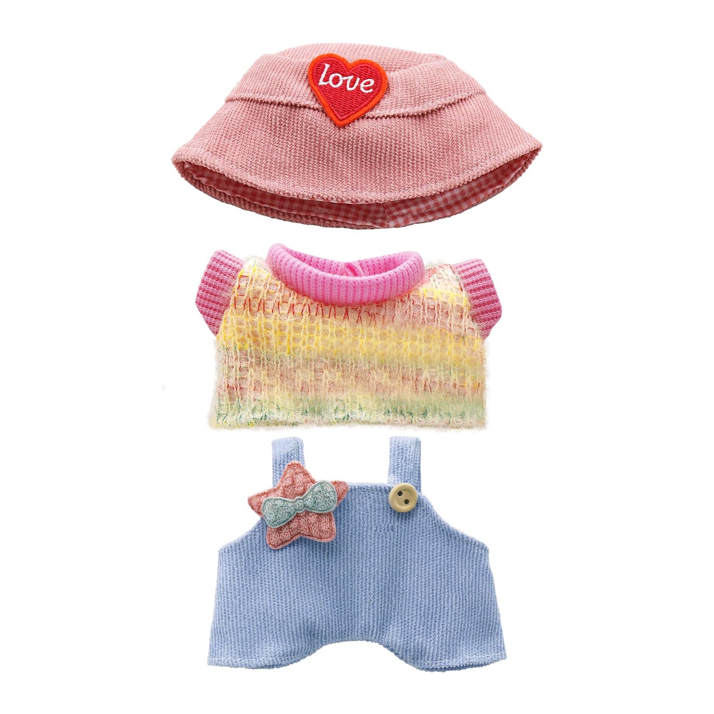 5-Pack Clothes Set Designed for Labubu Clothes with Accessories Set, Includes 6 Mini Accessories, Display Bag, Clothes Rack, Headphones, Camera, Sunglasses, Shoes Accessories for Labubu - Style A