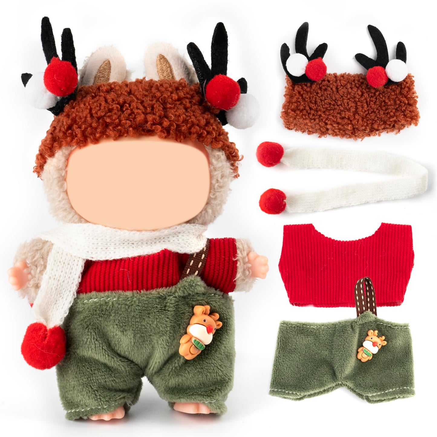 2 Pack Halloween Clothes for Labubu(NO Doll) - Halloween Overalls Set for Labubu for LABUBU 17CM Dolls, Handcrafted Crochet Clothes Set, Premium Fashion Cute Outfit for Dress Up, Collector Display