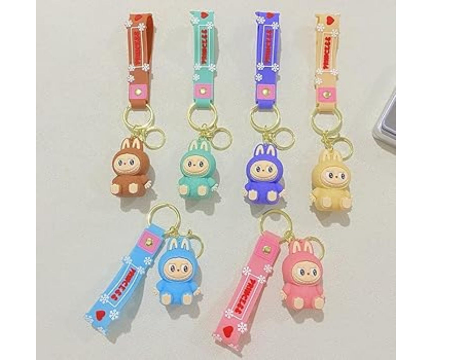 2Pcs Cute La bubu Keychains – Cool Pendant Accessories, Kawaii Key Ring for Purse, Backpack, Car Charms for Women & Kids
