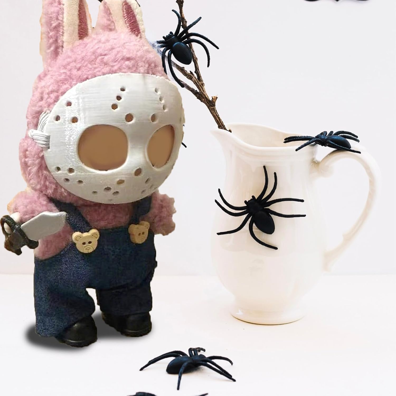 Halloween Clothes for Labubu, Halloween Scary Mask for 15-17cm Doll Accessories, Cute Halloween Costumes Set Included Mask, Outfit, Shoes, Knife