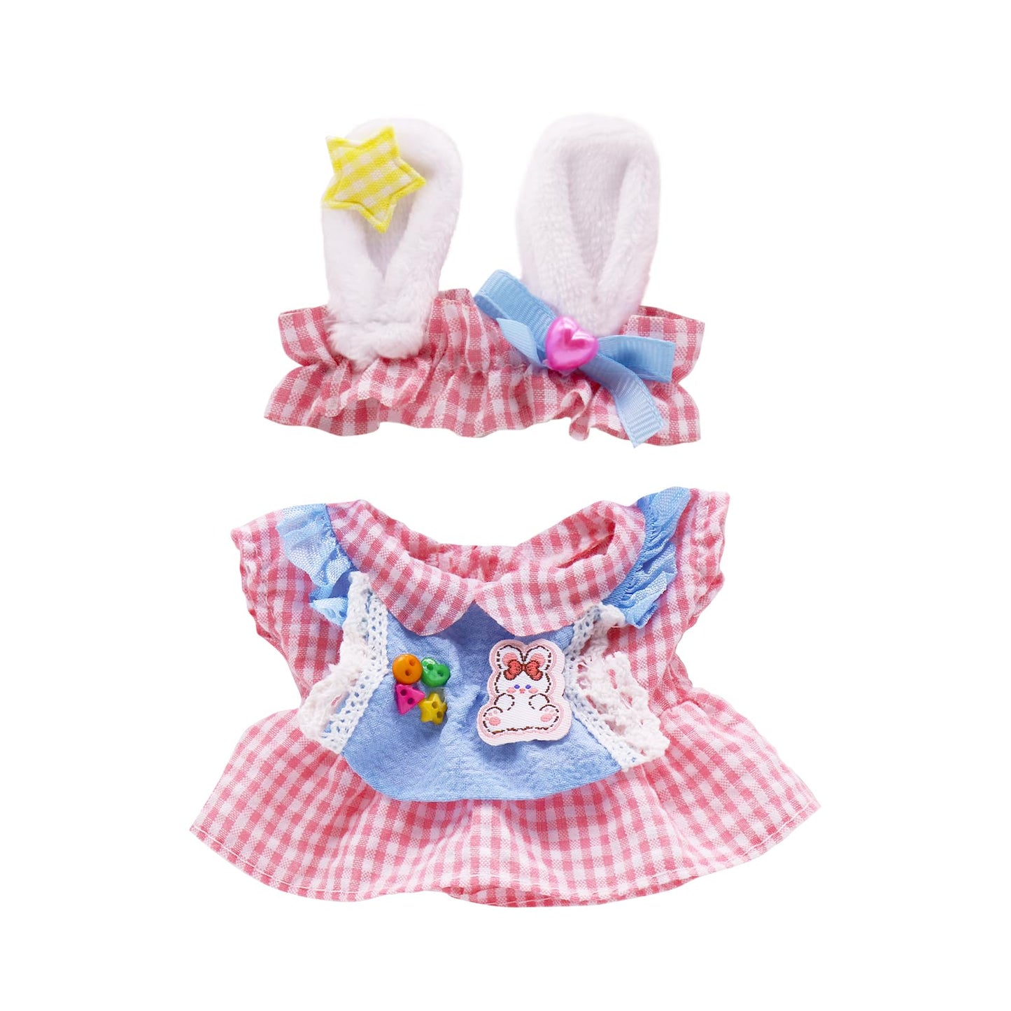 5-Pack Clothes Set Designed for Labubu Clothes with Accessories Set, Includes 6 Mini Accessories, Display Bag, Clothes Rack, Headphones, Camera, Sunglasses, Shoes Accessories for Labubu - Style A