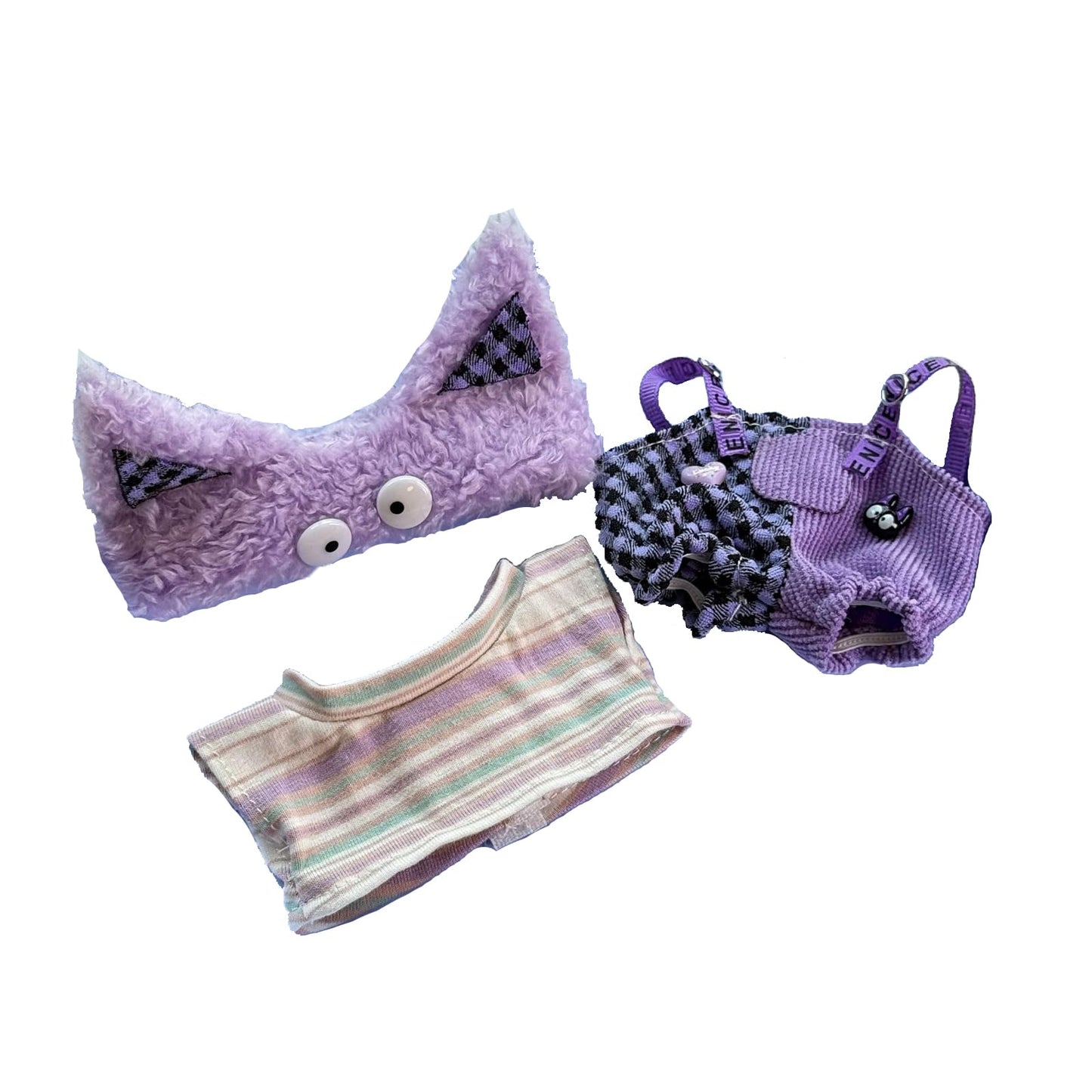 5-Pack Clothes Set Designed for Labubu Clothes with Accessories Set, Includes 6 Mini Accessories, Display Bag, Clothes Rack, Headphones, Camera, Sunglasses, Shoes Accessories for Labubu - Style A