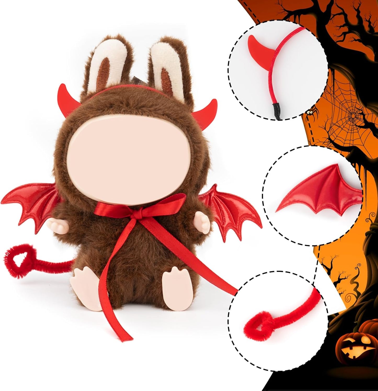 2 Pack Halloween Clothes for Labubu(NO Doll) - Halloween Overalls Set for Labubu for LABUBU 17CM Dolls, Handcrafted Crochet Clothes Set, Premium Fashion Cute Outfit for Dress Up, Collector Display