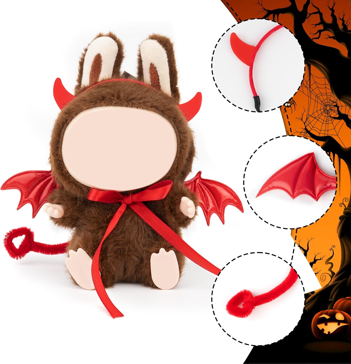 2 Pack Halloween Clothes for Labubu(NO Doll) - Halloween Overalls Set for Labubu for LABUBU 17CM Dolls, Handcrafted Crochet Clothes Set, Premium Fashion Cute Outfit for Dress Up, Collector Display