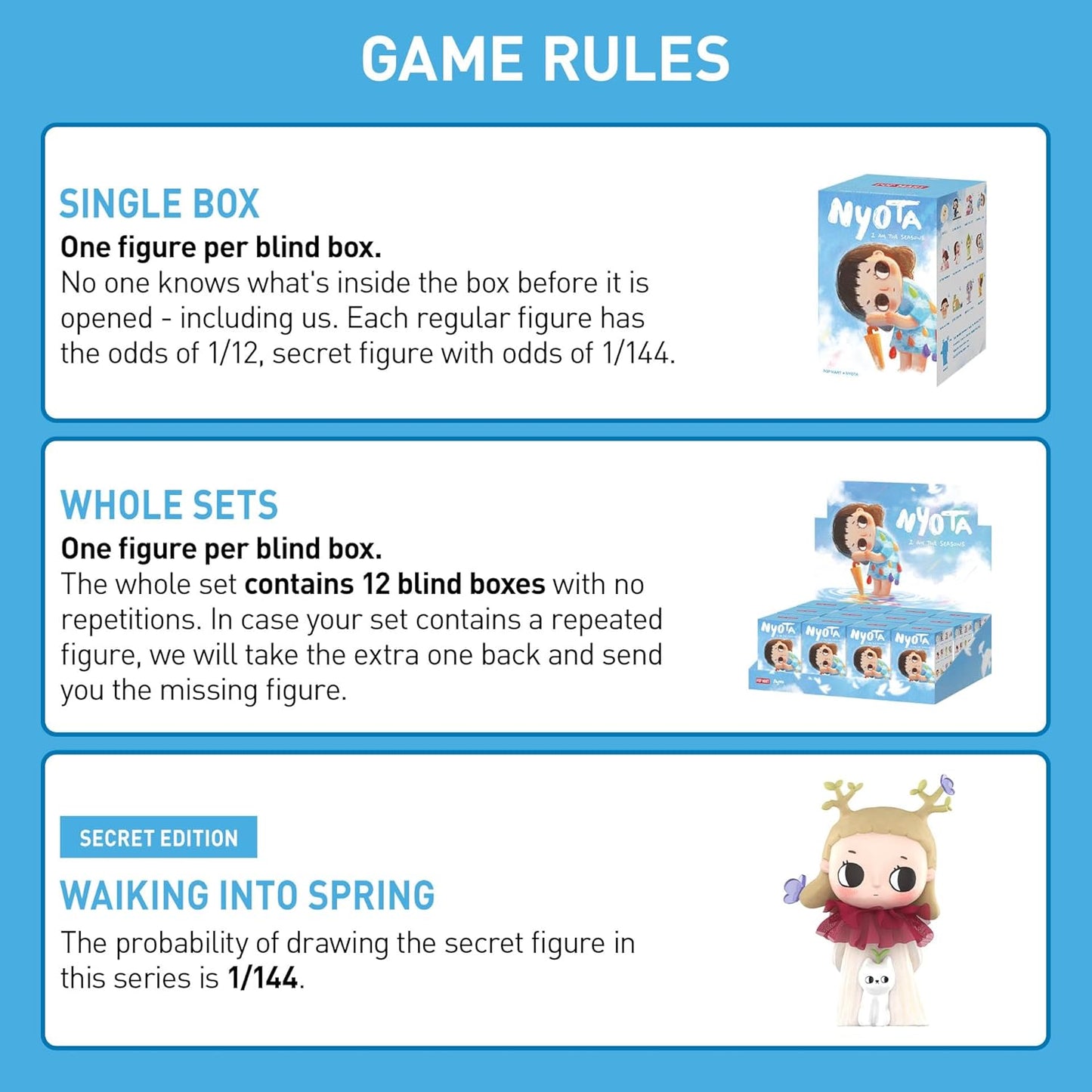 POP MART Nyota I Am The Seasons Series Blind Box Figures, Random Design Action Figures Collectible Toys Home Decorations, Holiday Birthday Gifts for Girls and Boys, Single Box