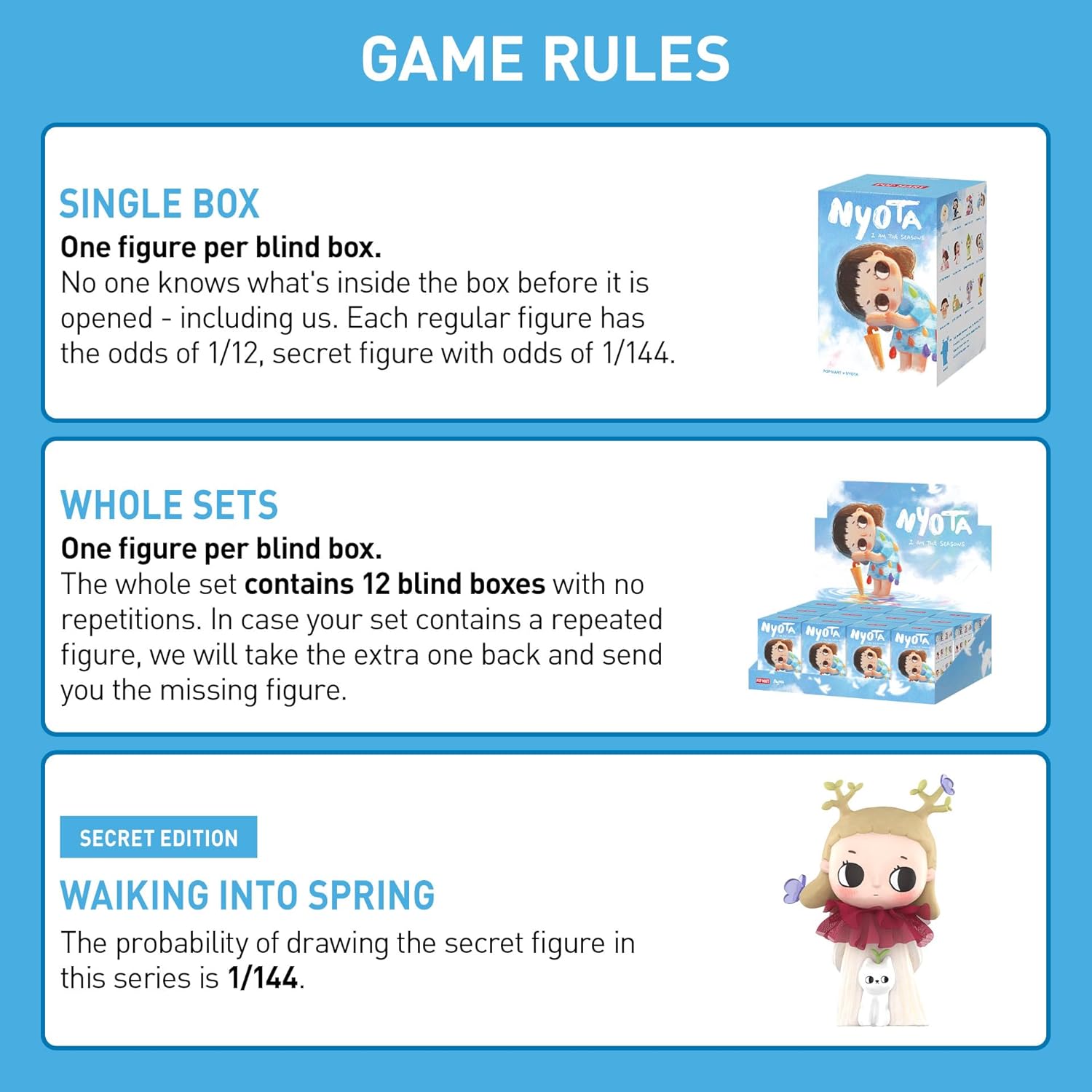 POP MART Nyota I Am The Seasons Series Blind Box Figures, Random Design Action Figures Collectible Toys Home Decorations, Holiday Birthday Gifts for Girls and Boys, Single Box