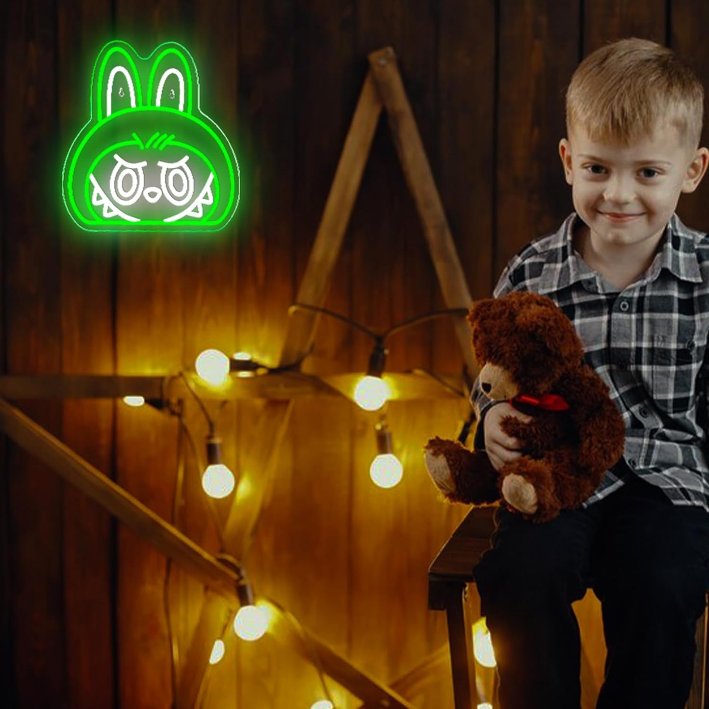 Cartoon Green Lab Neon Sign, Dimmable Cute Lab Light up Sign Girls Room Wall Decor LED Signs for Party Prop Birthday Decor Collection Hanging Accessory Decor Gifts(13 * 2.6in)