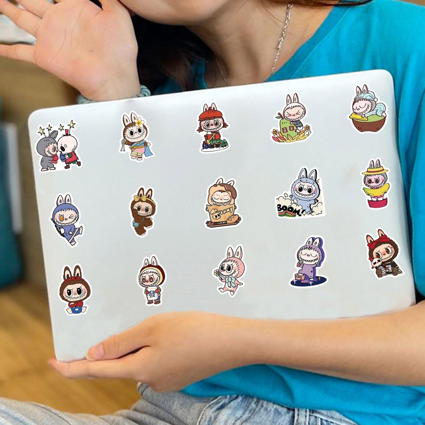 100pcs Labubu Cartoon Stickers for Water Bottle Luggage, Motorcycle, Skateboard Helmet, Refrigerator, Bicycle Sticker