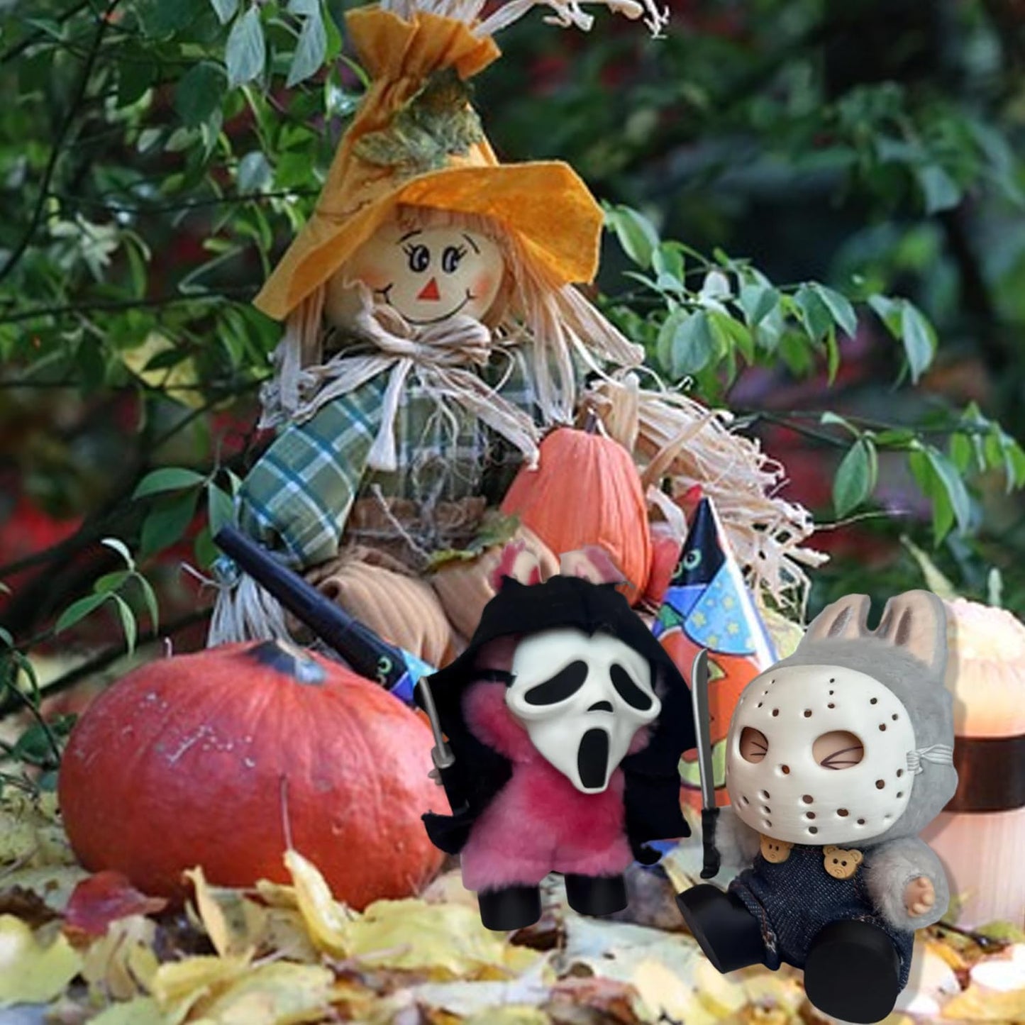 Halloween Clothes for Labubu, Halloween Scary Mask for 15-17cm Doll Accessories, Cute Halloween Costumes Set Included Mask, Outfit, Shoes, Knife