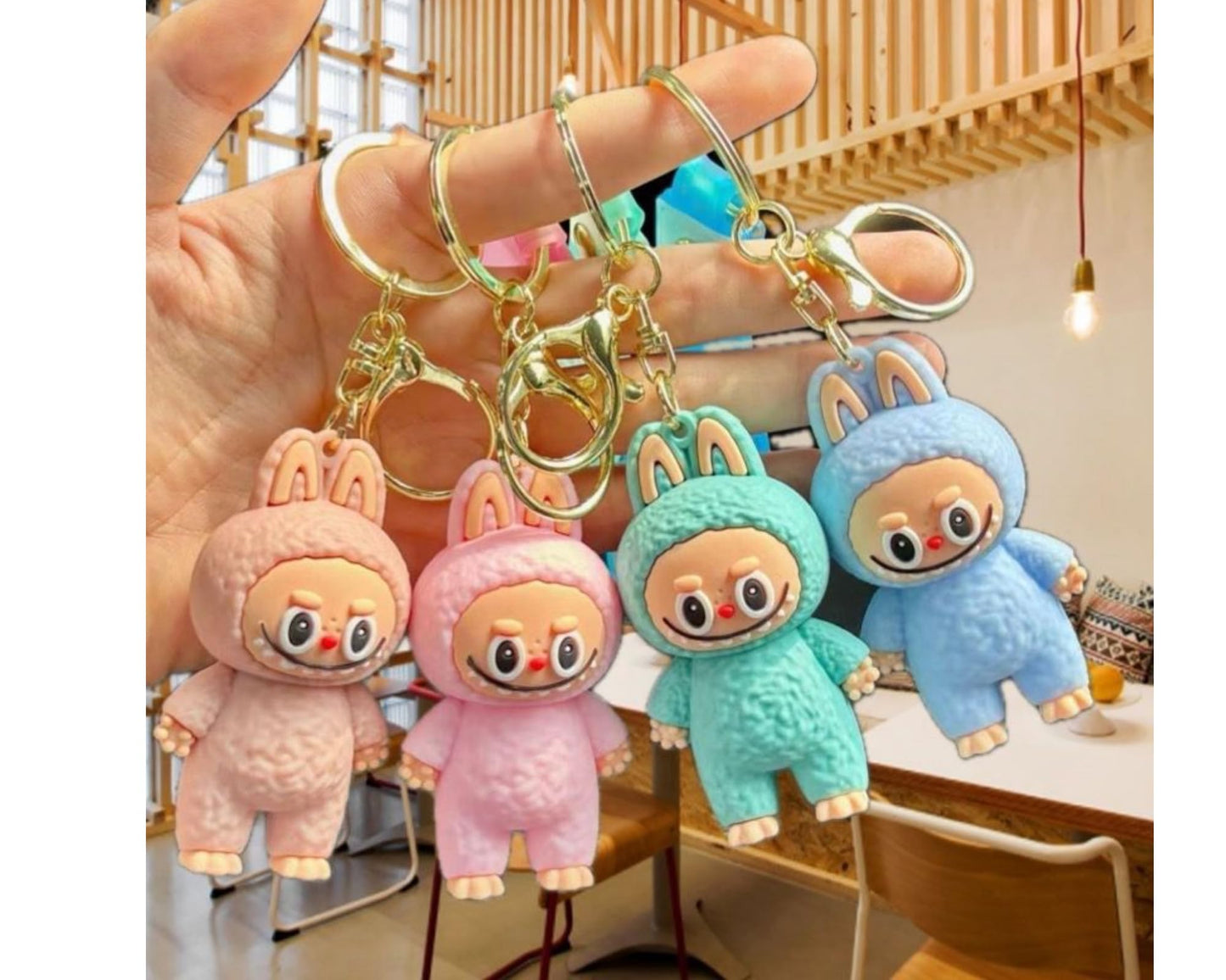 2Pcs Cute La bubu Keychains – Cool Pendant Accessories, Kawaii Key Ring for Purse, Backpack, Car Charms for Women & Kids