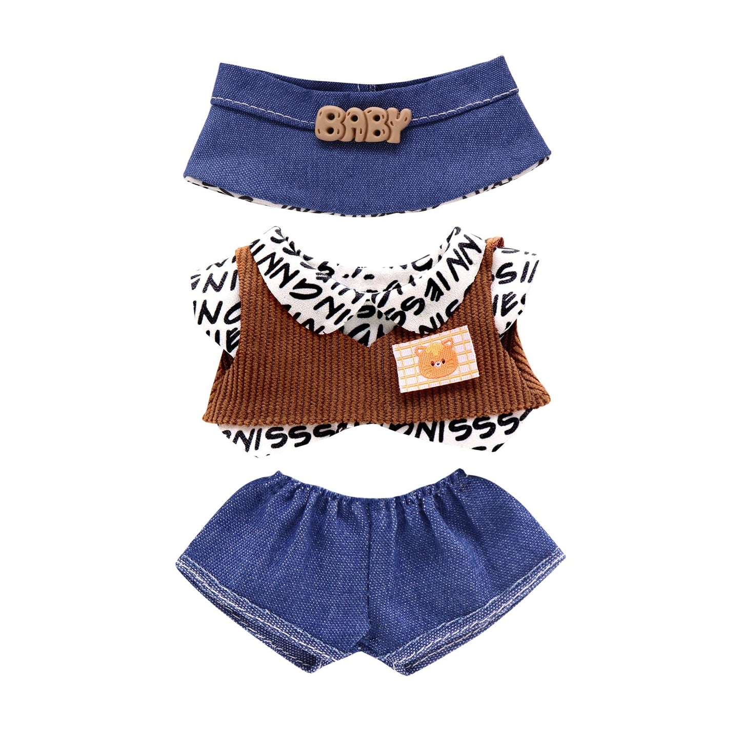 5-Pack Clothes Set Designed for Labubu Clothes with Accessories Set, Includes 6 Mini Accessories, Display Bag, Clothes Rack, Headphones, Camera, Sunglasses, Shoes Accessories for Labubu - Style A