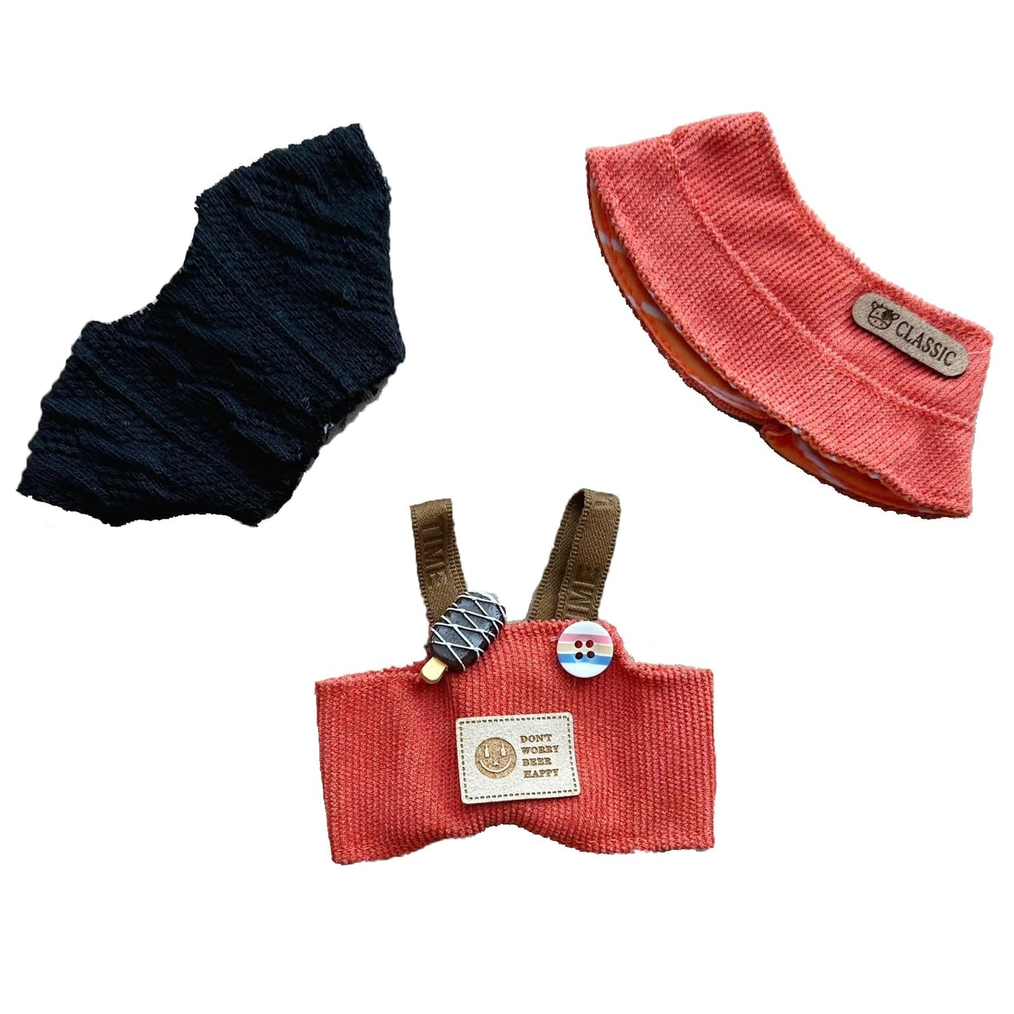 5-Pack Clothes Set Designed for Labubu Clothes with Accessories Set, Includes 6 Mini Accessories, Display Bag, Clothes Rack, Headphones, Camera, Sunglasses, Shoes Accessories for Labubu - Style A