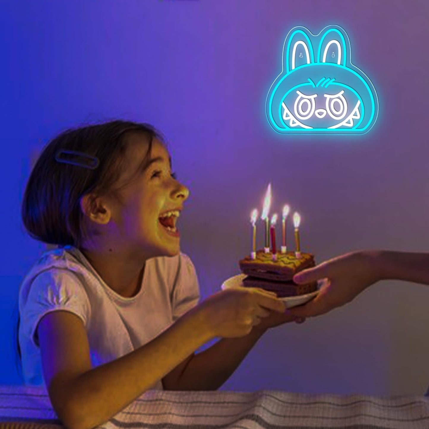 Cartoon Blue Lab Neon Sign, Dimmable Cute Lab Light up Sign Girls Room Wall Decor LED Signs for Party Prop Birthday Decor Collection Hanging Accessory Decor Gifts(13 * 12.6in)