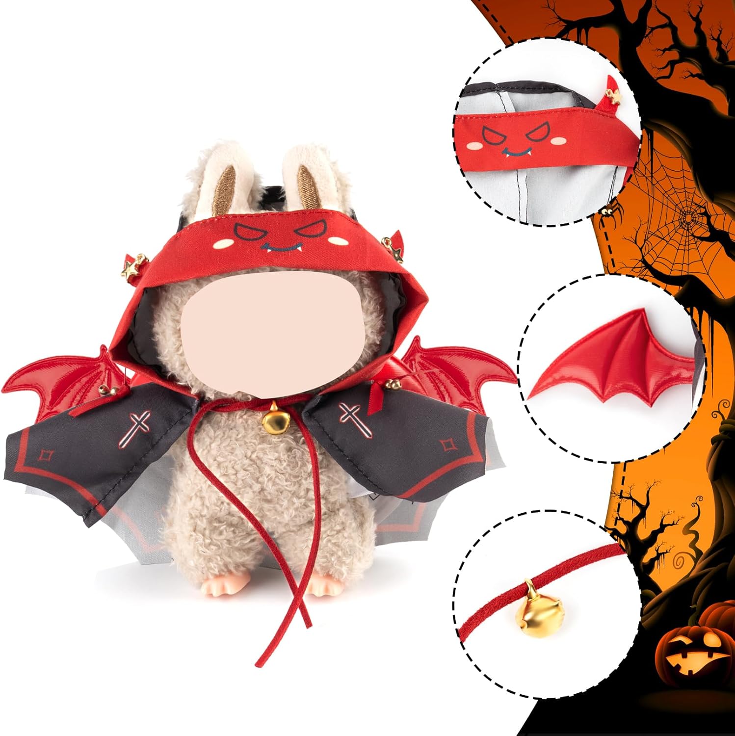 2 Pack Halloween Clothes for Labubu(NO Doll) - Halloween Overalls Set for Labubu for LABUBU 17CM Dolls, Handcrafted Crochet Clothes Set, Premium Fashion Cute Outfit for Dress Up, Collector Display