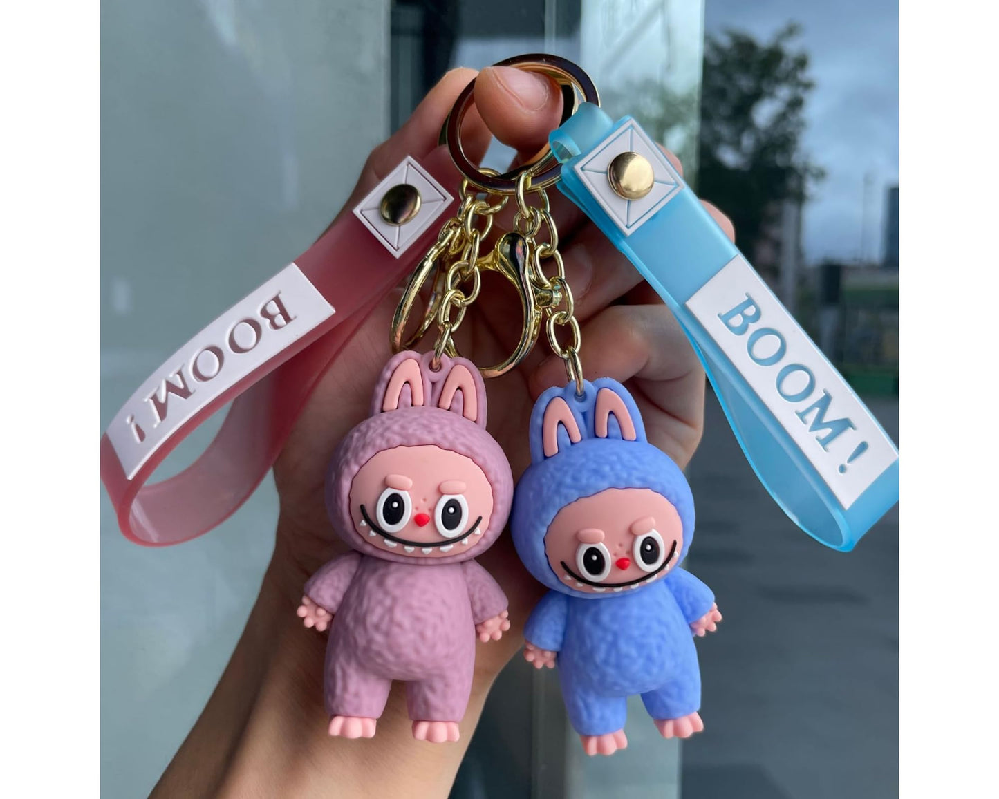2Pcs Cute La bubu Keychains – Cool Pendant Accessories, Kawaii Key Ring for Purse, Backpack, Car Charms for Women & Kids
