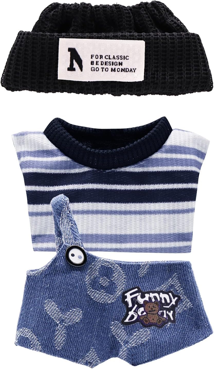 5-Pack Clothes Set Designed for Labubu Clothes with Accessories Set, Includes 6 Mini Accessories, Display Bag, Clothes Rack, Headphones, Camera, Sunglasses, Shoes Accessories for Labubu - Style A