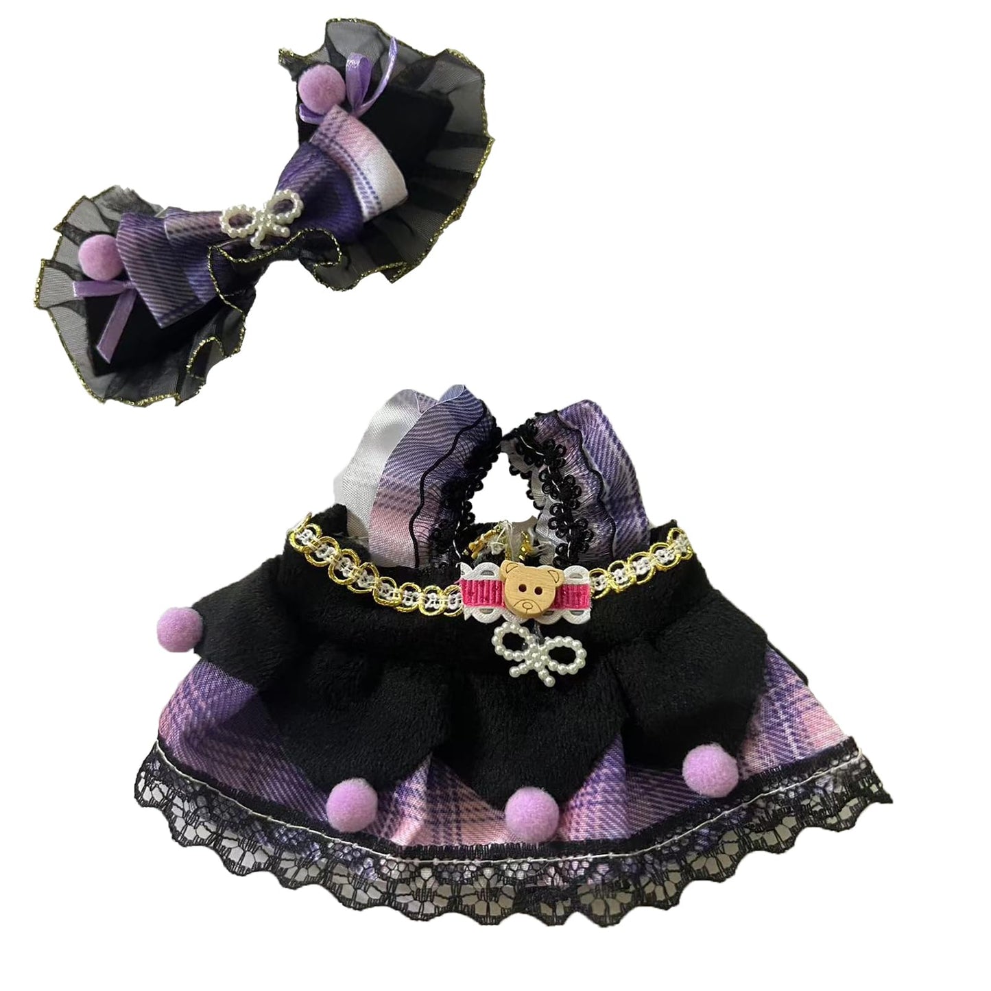 5-Pack Clothes Set Designed for Labubu Clothes with Accessories Set, Includes 6 Mini Accessories, Display Bag, Clothes Rack, Headphones, Camera, Sunglasses, Shoes Accessories for Labubu - Style A