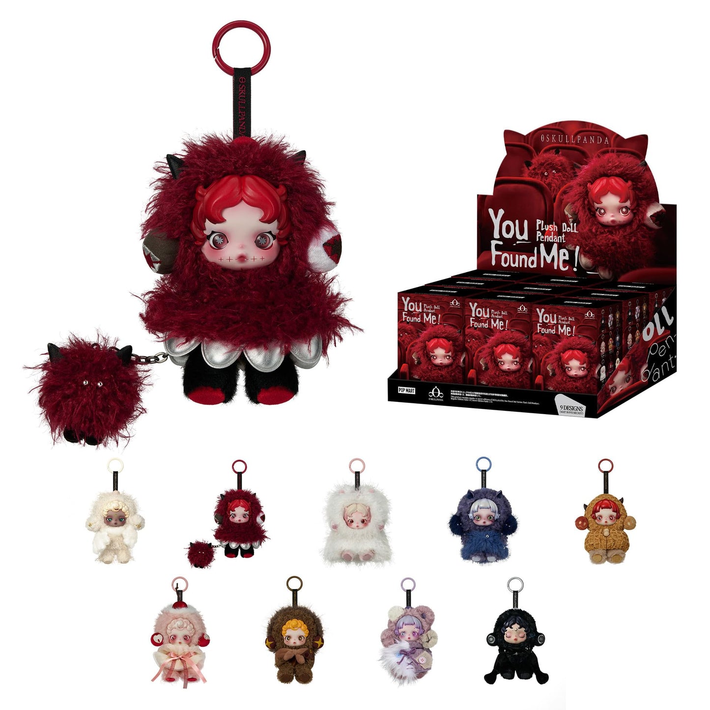 POP MART SKULLPANDA You Found Me! Series Plush Doll Pendant Blind Box Figures, Collectible Toys, Holiday Birthday Gifts for Girlfriend Daughter Girls and Boys, Single Box