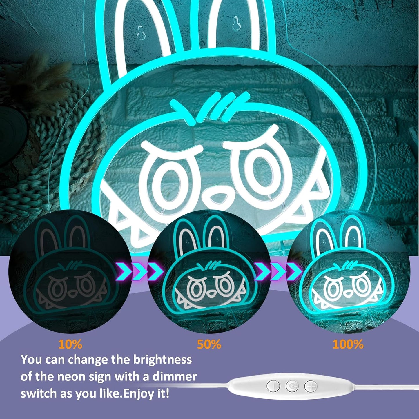 Cartoon Blue Lab Neon Sign, Dimmable Cute Lab Light up Sign Girls Room Wall Decor LED Signs for Party Prop Birthday Decor Collection Hanging Accessory Decor Gifts(13 * 12.6in)