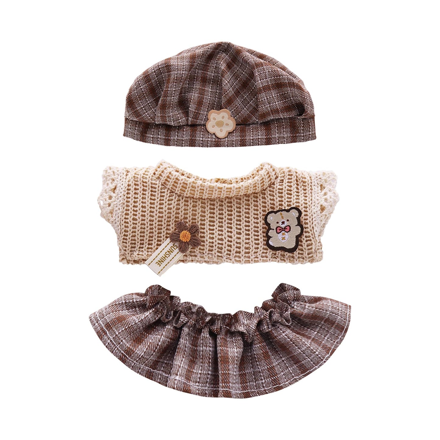 5-Pack Clothes Set Designed for Labubu Clothes with Accessories Set, Includes 6 Mini Accessories, Display Bag, Clothes Rack, Headphones, Camera, Sunglasses, Shoes Accessories for Labubu - Style A