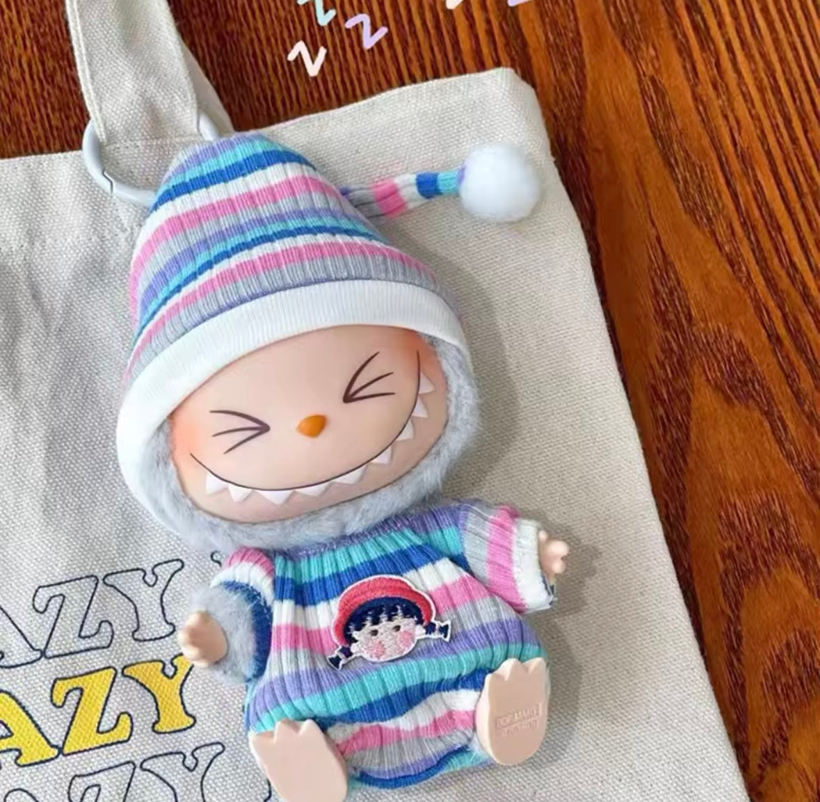 Clothes for Doll, Cute Outfit Set with Hat & Accessories for 17cm Dolls,Soft Cotton Clothing (No Doll) - Pink, Green, Red, Blue, White & Multicolour Options for Labubu