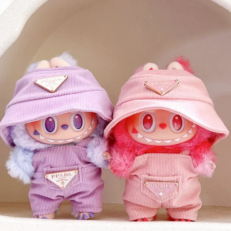 Corduroy for Labubu Doll Clothing Set Hat 17cm Clothes Shoes Doll DIY Accessories Training Sitting Party Games Toys Gifts V1V2V3