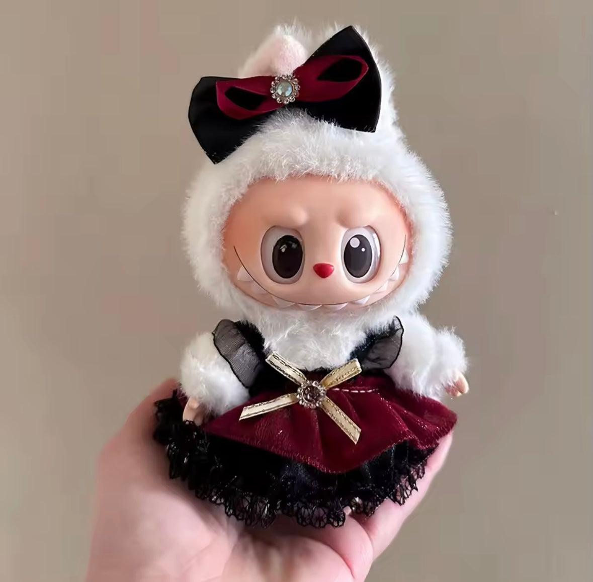 Clothes for Doll, Cute Outfit Set with Hat & Accessories for 17cm Dolls,Soft Cotton Clothing (No Doll) - Pink, Green, Red, Blue, White & Multicolour Options for Labubu