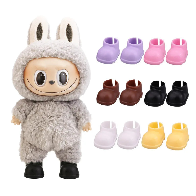 For 17cm Labubu V1 V2 V3 Fashion Color Rain Shoes Raincoat 10cm Cotton Doll Cute Shoes Doll Changing Accessories